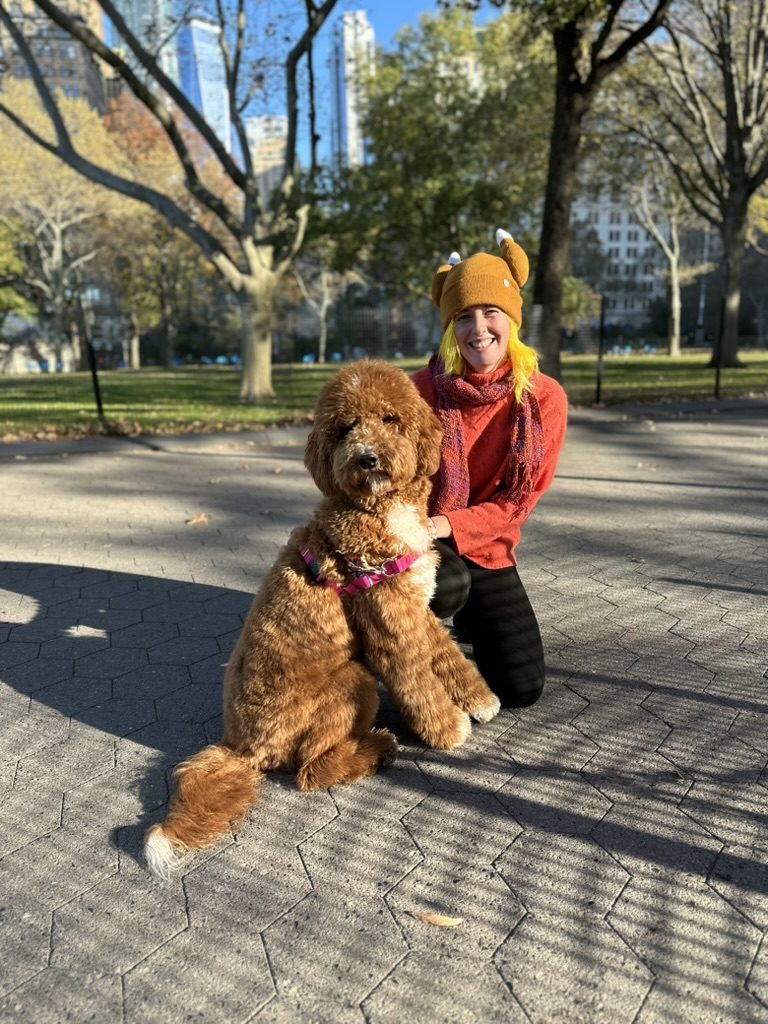 Britta with a big doodle in the park